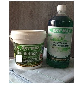 1 kg - sel détachant écologique Oxy'Max + 1 lessive écologique Oxy'Max